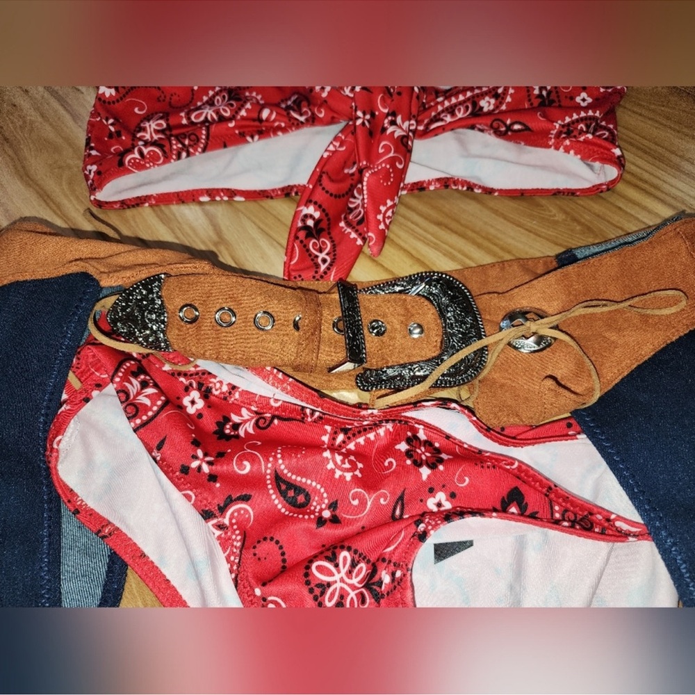 Dolls Kill Tricks n Treatz NWT 6 piece Cowboy Rodeo Fringe Chaps set nWT M - Picture 9 of 9